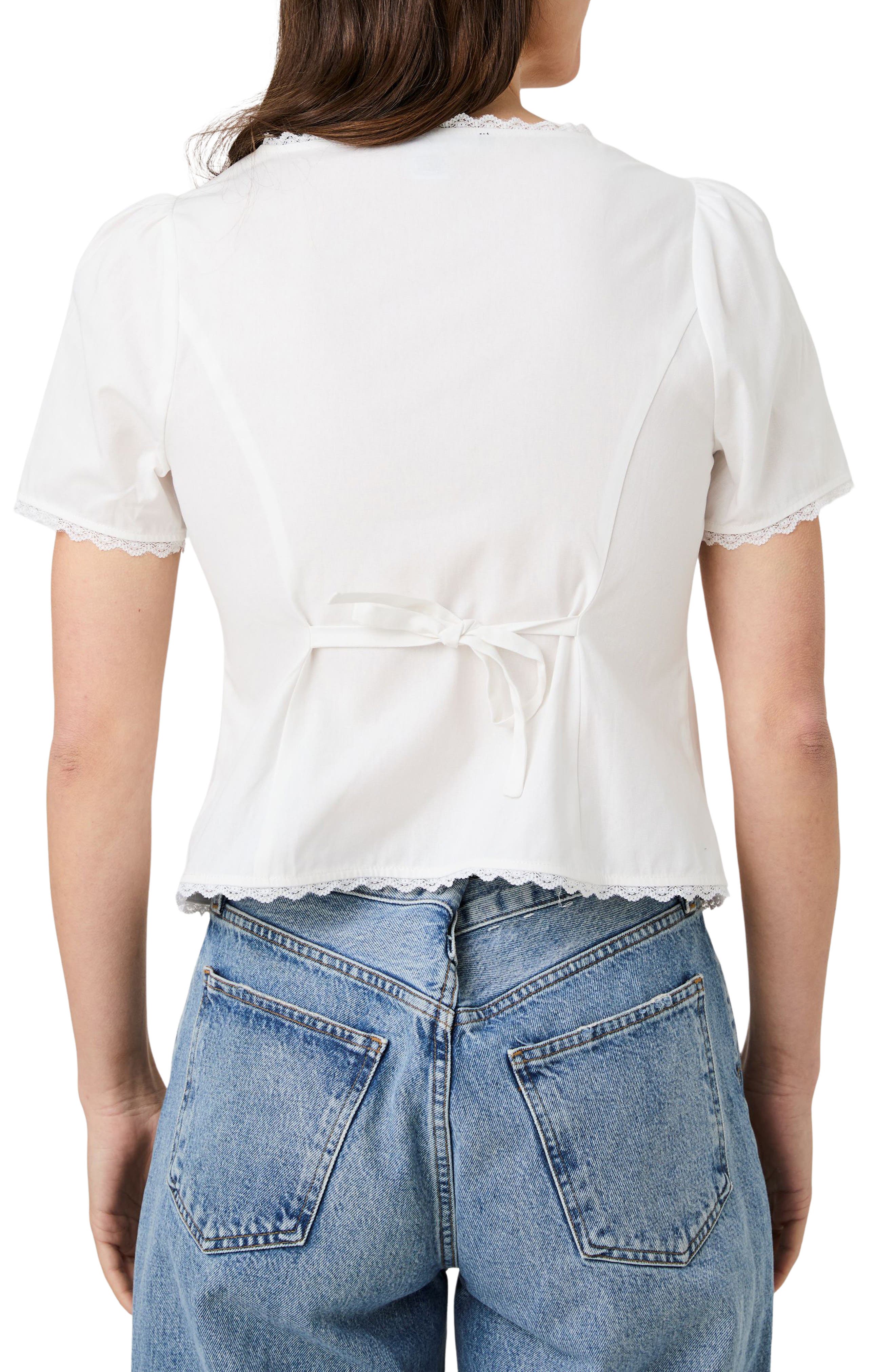 Lace Trim Button-Up Top - image 2