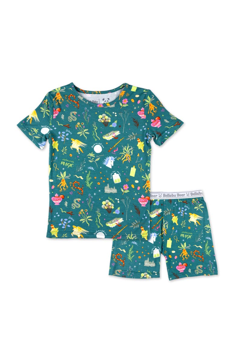 Bellabu Bear Mandrakes Potions & Herbs Kids 2-Piece Short Sleeve & Shorts Pajama Set, Main, color, Mandrakes Potions & Herbs