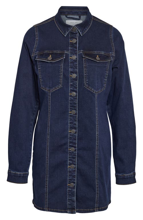 Noisy May Mine Long Sleeve Slim Denim Shirtdress In Blue