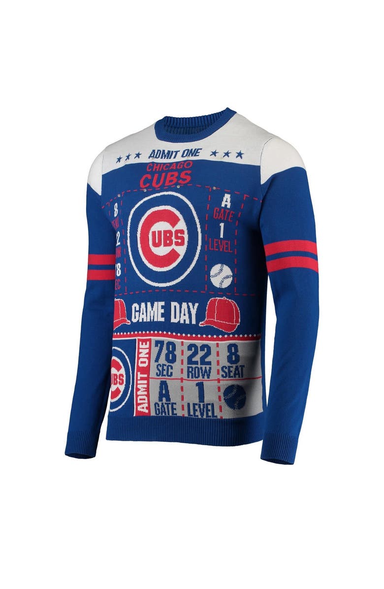 FOCO Men's FOCO Royal Chicago Cubs Ticket Light-Up Ugly Sweater, Alternate, color, 