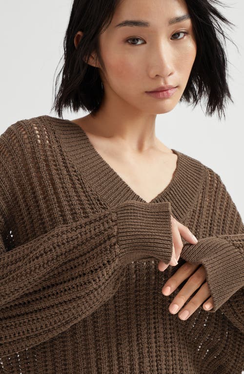 Brunello Cucinelli Sweater With Monili In Chocolate