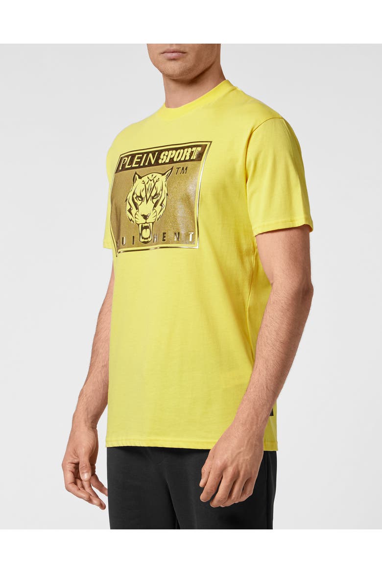 T-Shirt Round Neck Statement Men, Main, color, yellow