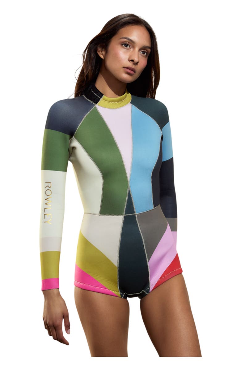 Cynthia Rowley Colorblock Wetsuit, Main, color, Dark Multi
