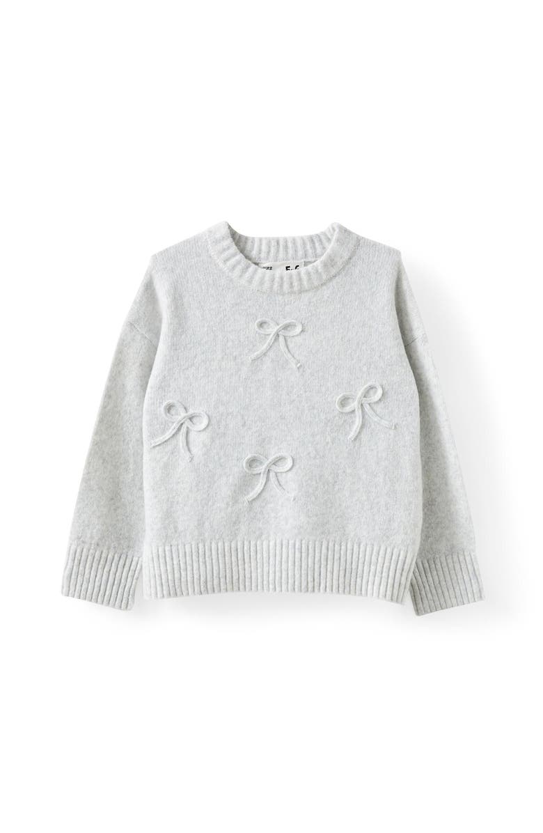 Cotton On Kids Kid's Sam Soft Knit Jumper, Main, color, Grey Marle Bows