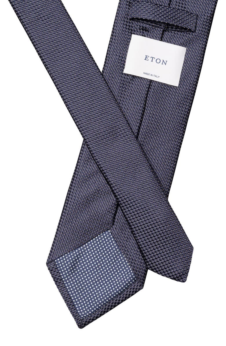 Eton Textured Solid Silk Tie, Alternate, color, Navy