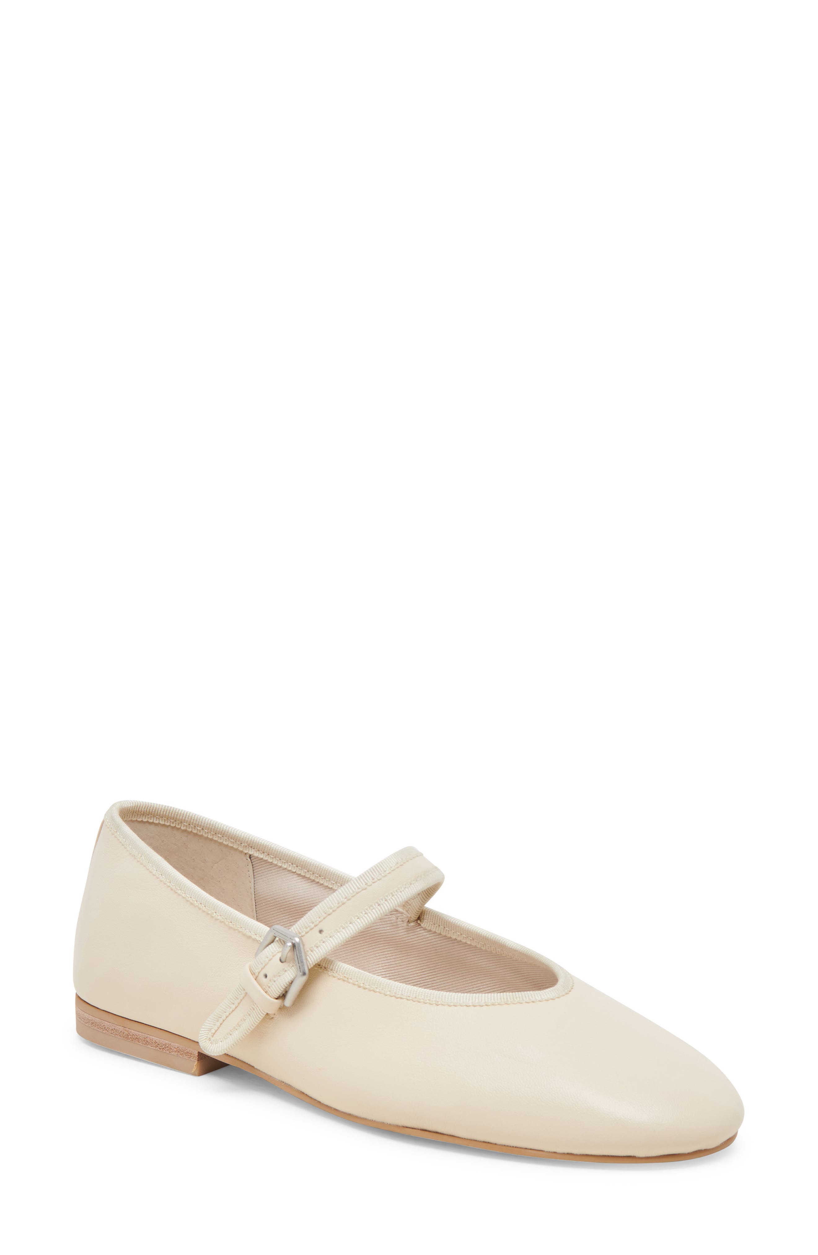 Roslyn Mary Jane Flat, Main, color, CREME LEATHER