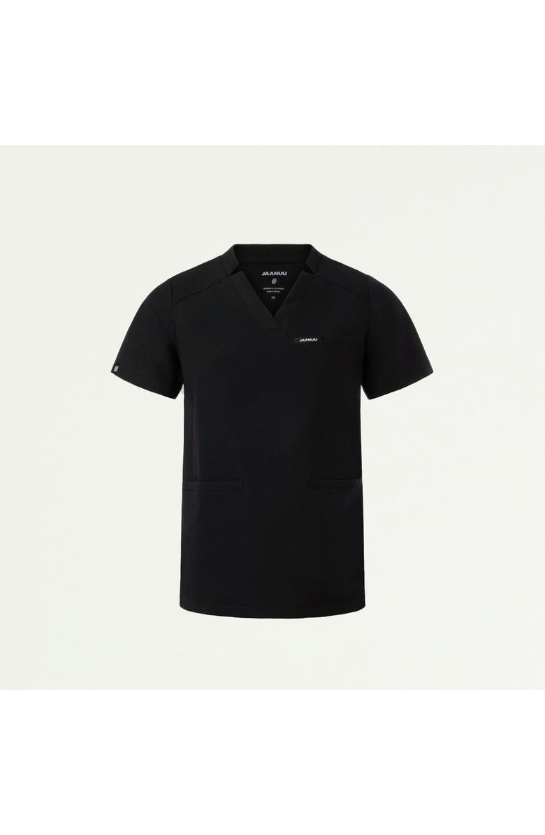 JAANUU Helia Women's 3-Pocket Classic Notched V-Neck Scrub Top, Alternate, color, Black