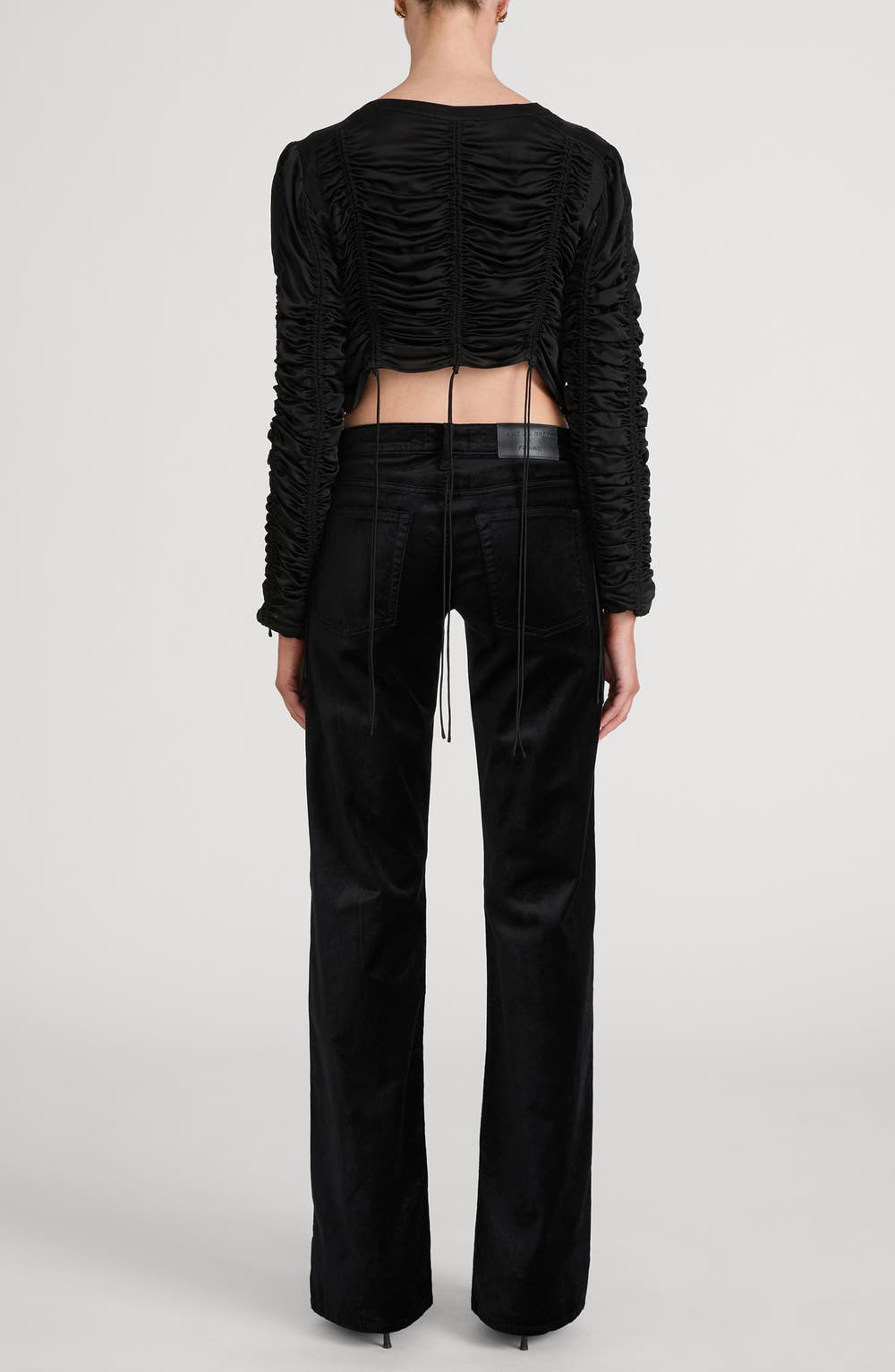 The Serre Drawstring Ruched Silk Crop Top, image 6 of 6