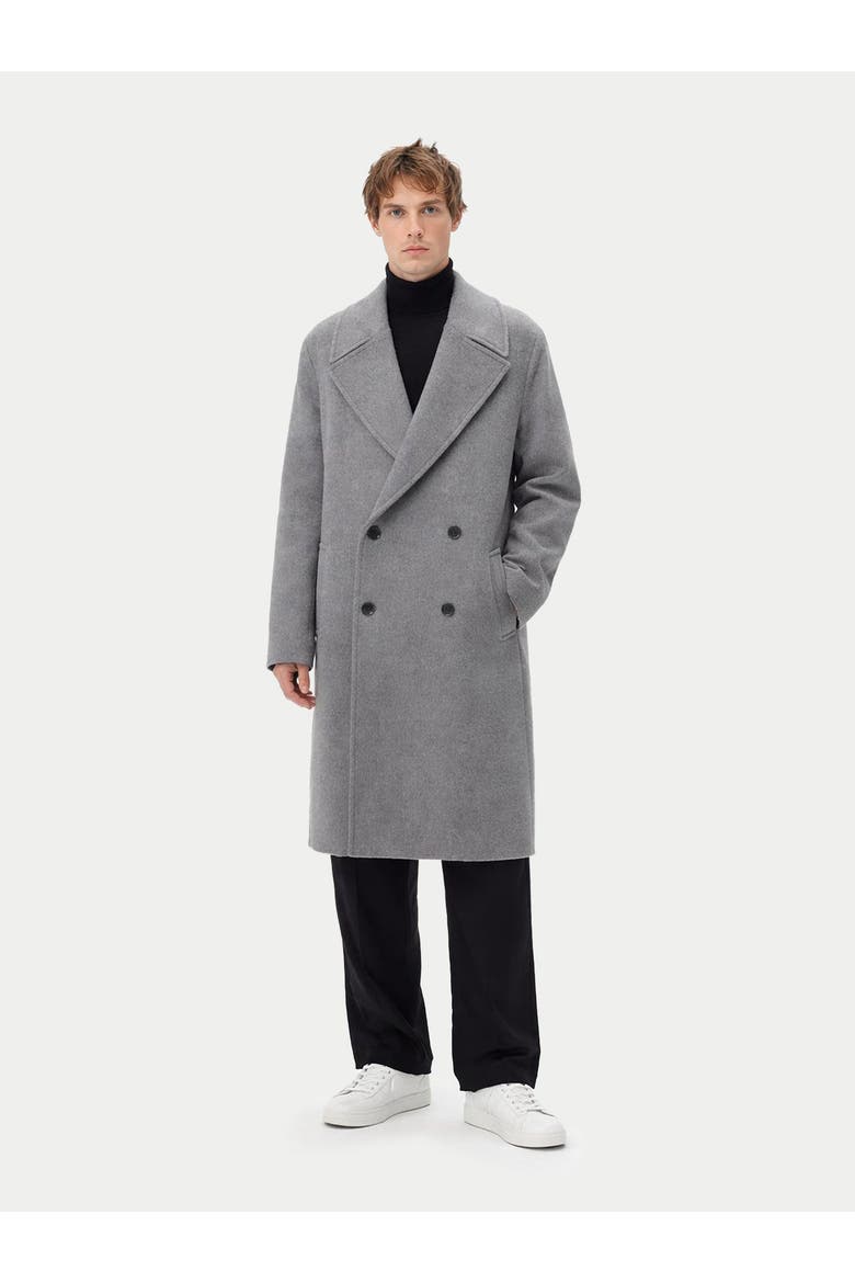 Double-Breasted Cashmere Coat for Men, Alternate, color, dim gray