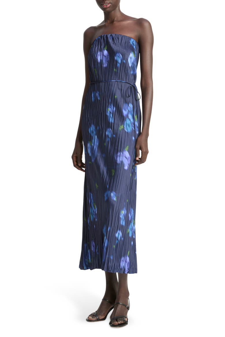 Poppy Blur Crushed Column Gown, Alternate, color, MIDNIGHT