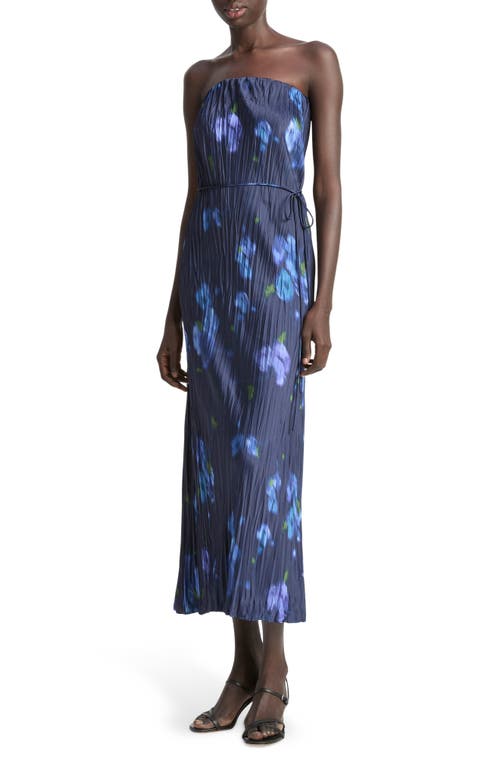 Vince Poppy Blur Crushed Column Dress In Midnight In Blue