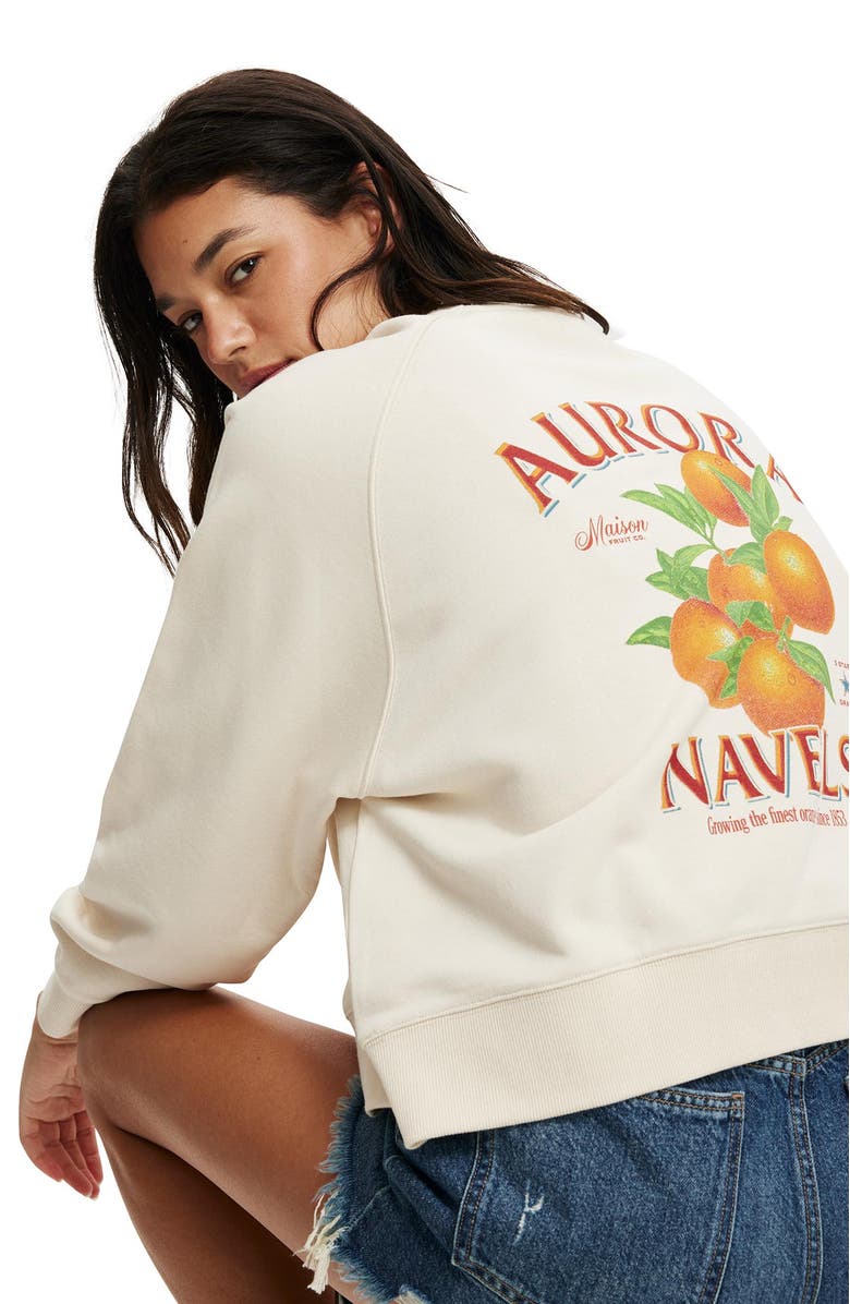 Cotton On Women's Classic Fleece Graphic Raglan Crew Sweatshirt, Alternate, color,