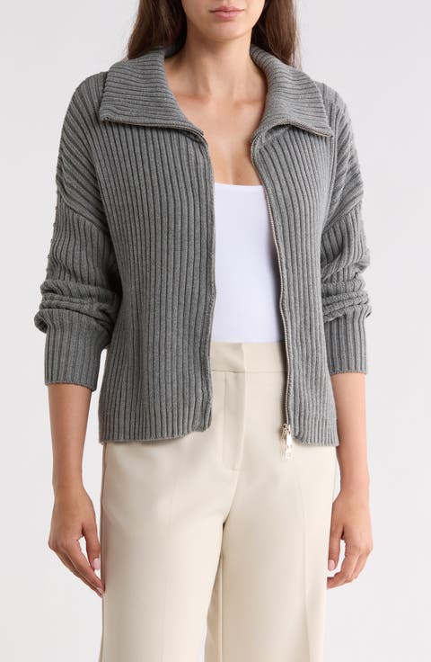 Ribbed Zip-Up Sweater