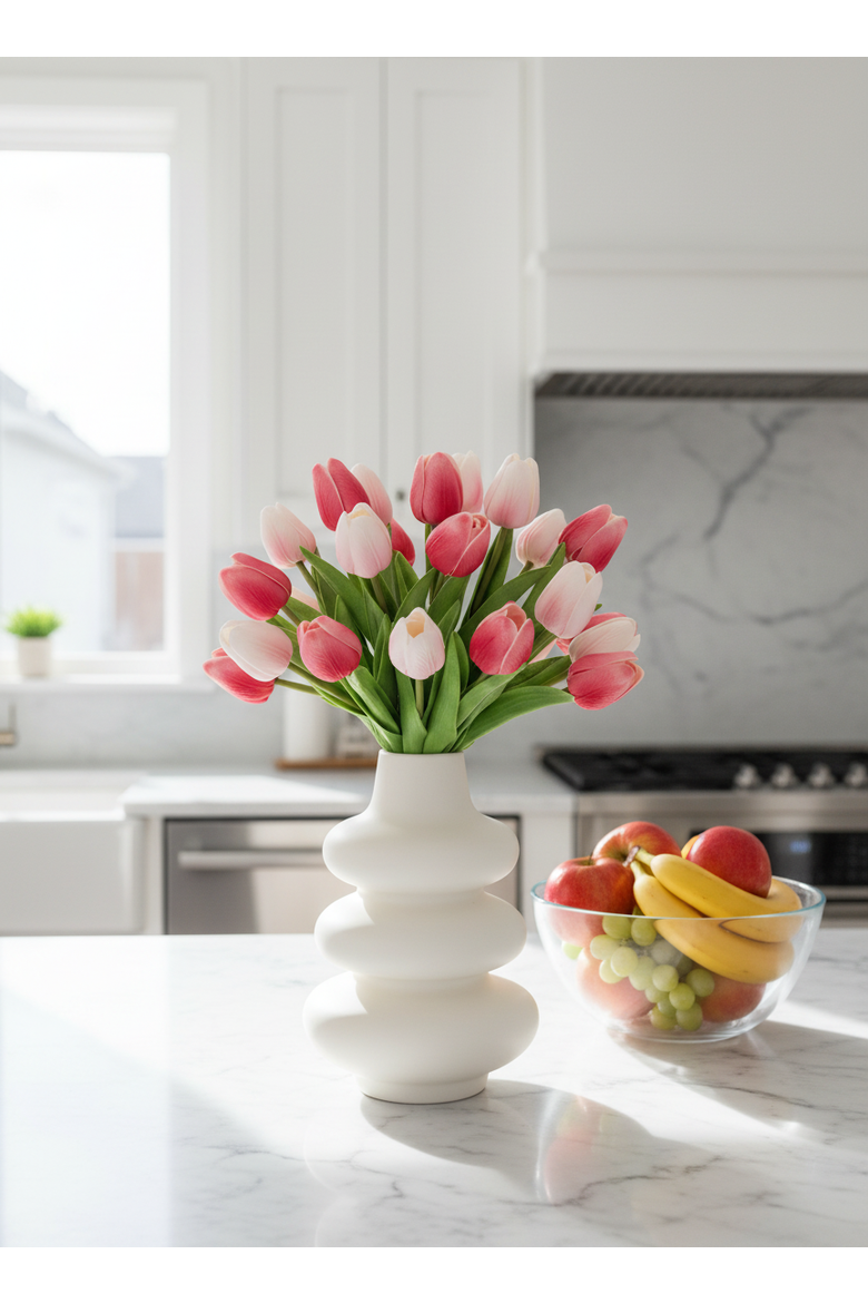 Lilou RealTouch Tulip Arrangement, Alternate, color, Fuschia, White, Pink