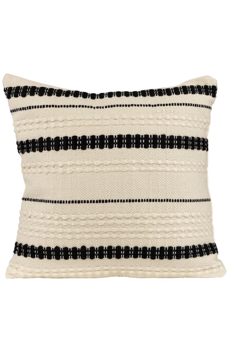 Northlight 20" White and Black Handloom Woven Outdoor Square Throw Pillow, Main, color, White