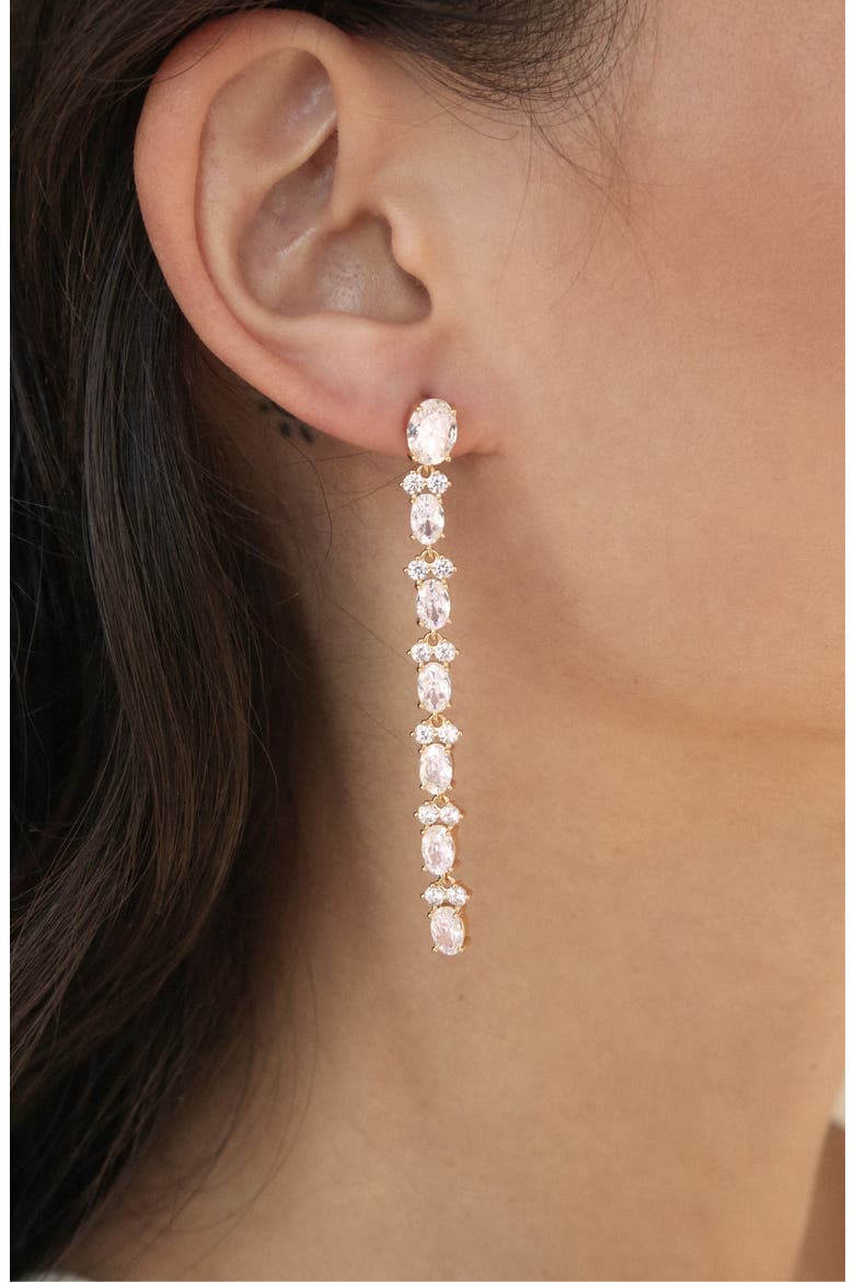 Dainty Marquise Sweet Linear Earrings, Alternate, color, GOLD