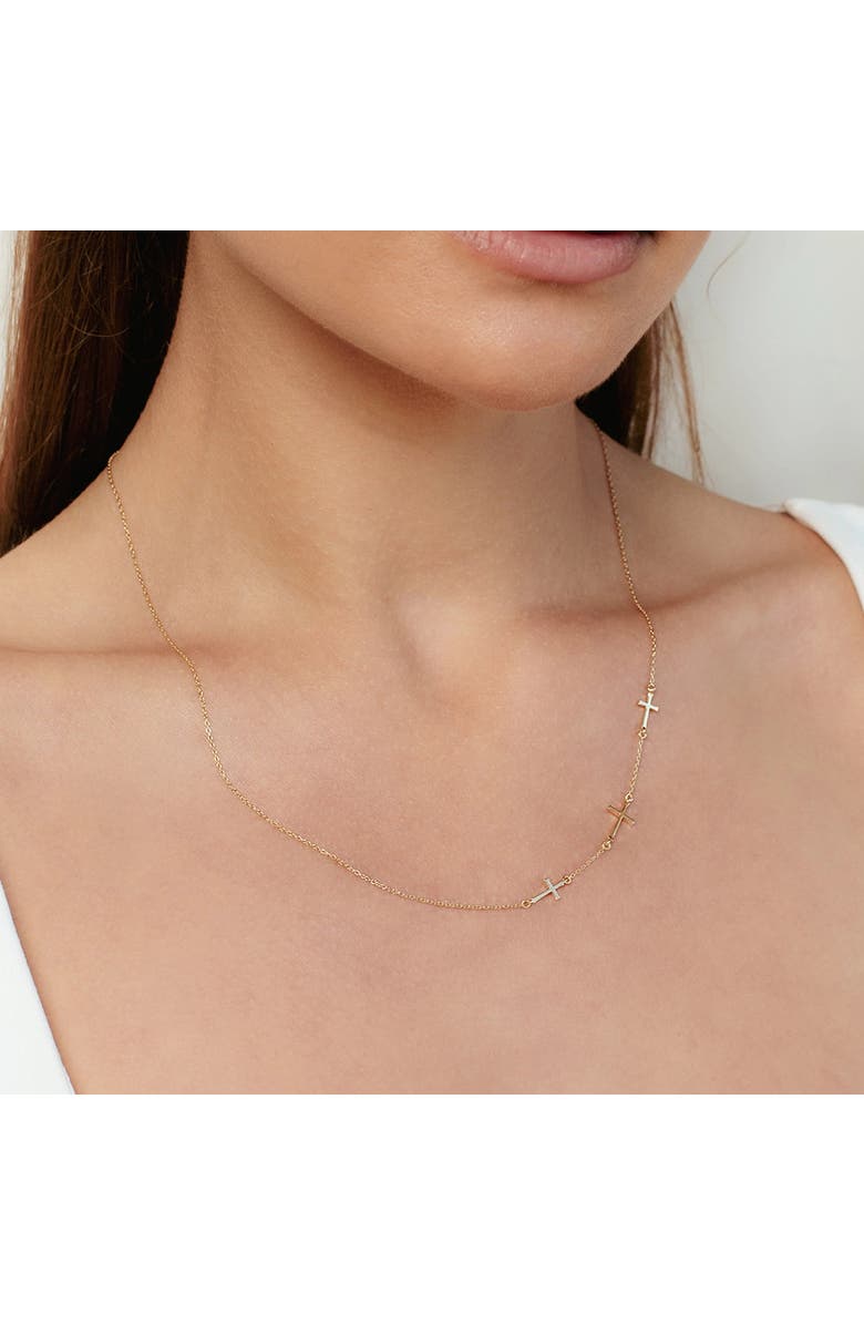 Rizen Jewelry Calvary Cross Necklace, Alternate, color, 18K Gold Plated