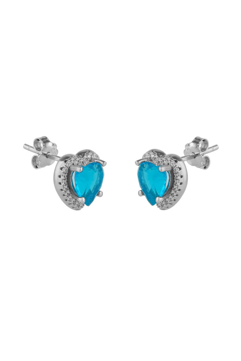 Heart Of Ocean Blue Sterling Silver Stud Earrings, Main, color, Silver