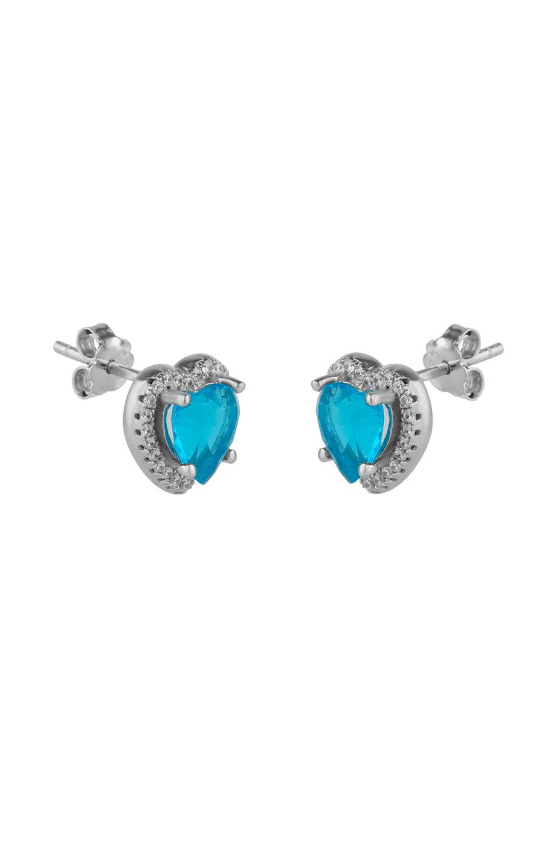 Spero London Heart Of Ocean Blue Sterling Silver Stud Earrings, Main, color, Silver