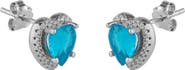 Spero London Ocean Blue Heart Sterling Silver Stud Earrings