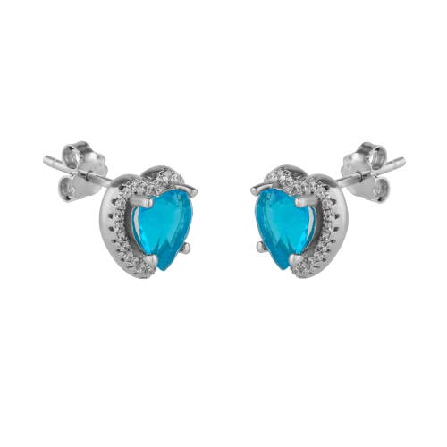 Spero London Heart Of Ocean Blue Sterling Silver Stud Earrings In Metallic