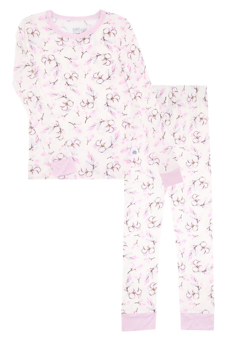 Printed Stretch Viscose Long Sleeve Pajama Set, Main, color, WHITE