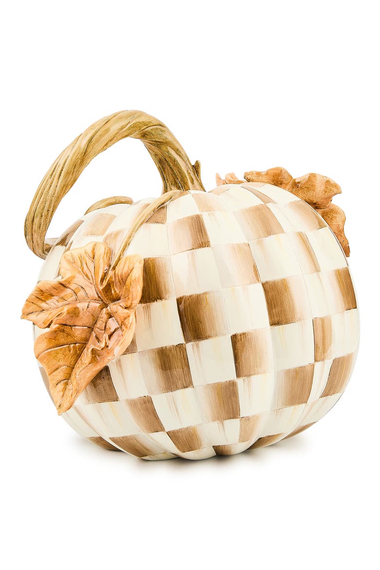 Mocha Check Twisted Stem Pumpkin, Alternate, color, BROWN