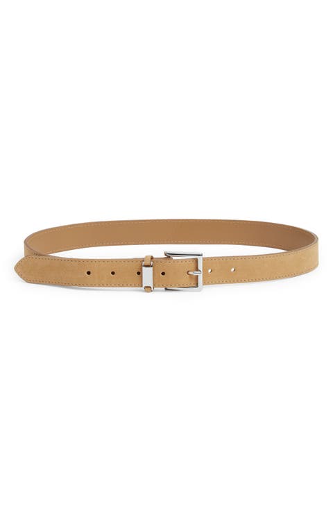 The Square Buckle Suede Belt