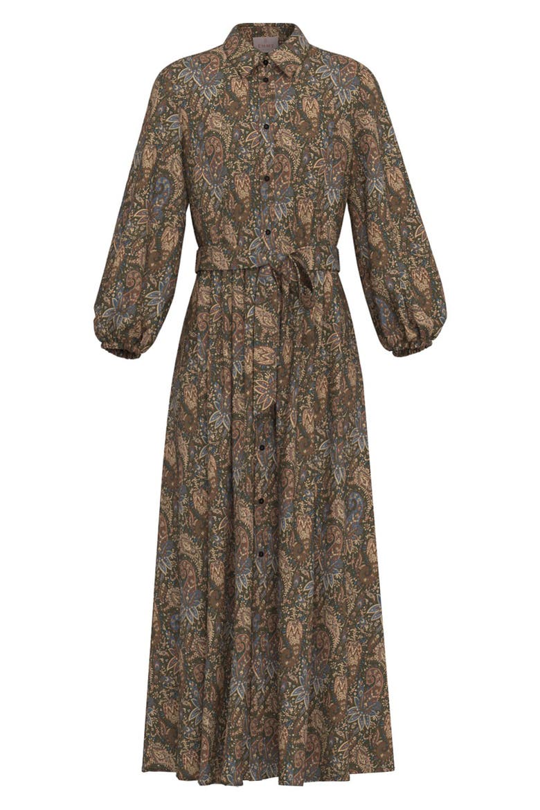 Paisley Long Sleeve Shirtdress, Main, color, UNDERWOOD