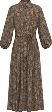 Emme Paisley Long Sleeve Shirtdress