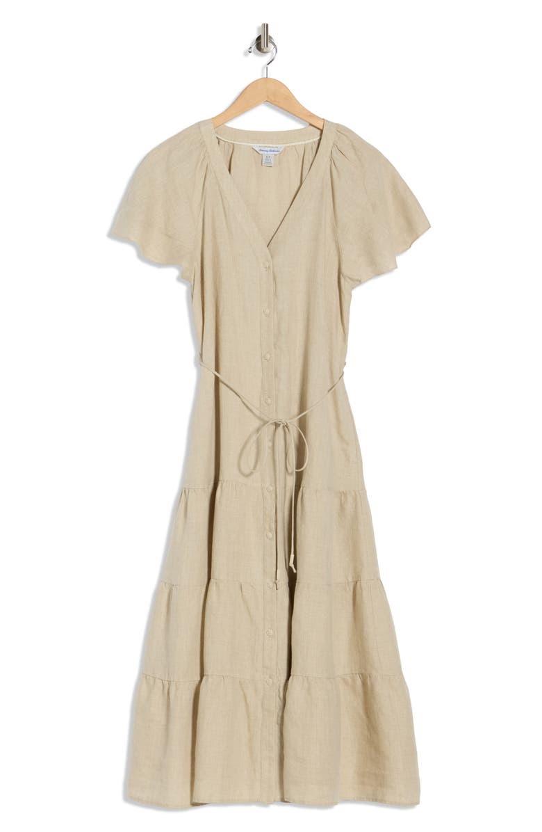 Tommy Bahama Coastalina Linen Tiered Shirtdress, Alternate, color, Natural