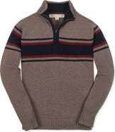 Hope & Henry Kids' Organic Long Sleeve Half Zip Sweater with Engineered Stripe