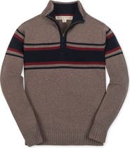 Hope & Henry Kids' Organic Long Sleeve Half Zip Sweater with Engineered Stripe