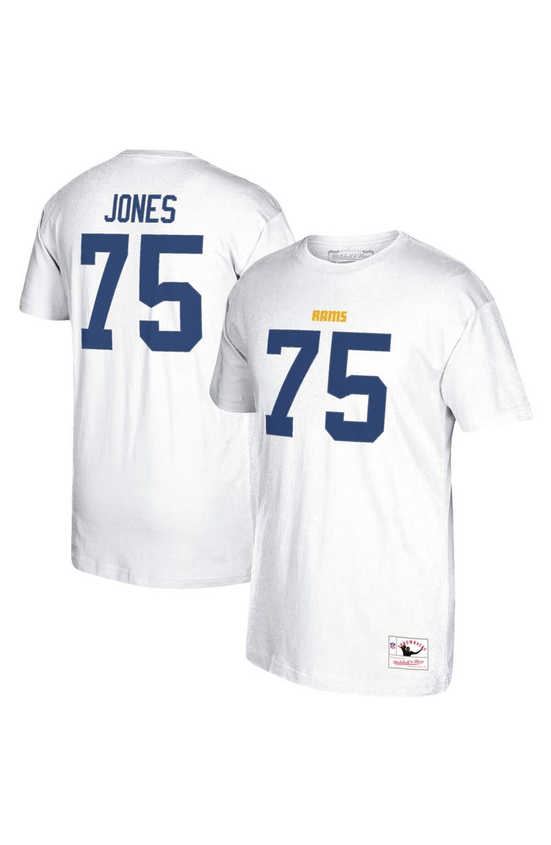 Mitchell & Ness Men's Mitchell & Ness Deacon Jones White Los Angeles Rams Retired Player Logo Name & Number T-Shirt, Main, color,