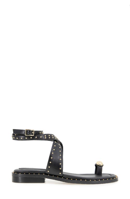 Kenneth Cole Ravenn Studded Wraparound Ankle Strap Sandal In Black