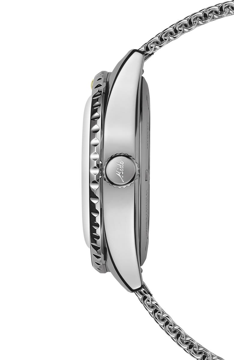 MIDO Ocean Star Decompression Worldtimer Bracelet Watch & Rubber Strap Gift Set, 40.5mm, Alternate, color, Black