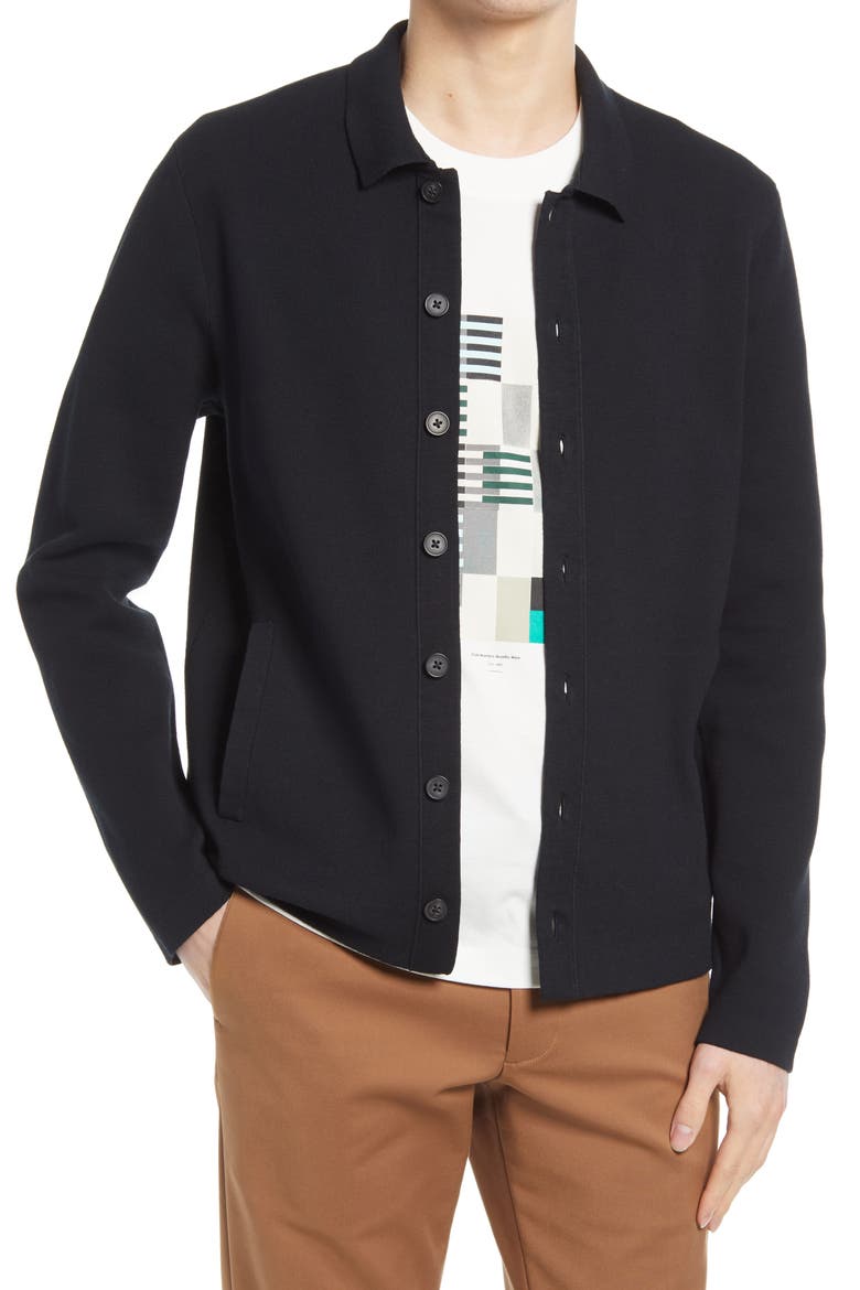 Milano Cotton Blend Cardigan, Main, color, CAVIAR