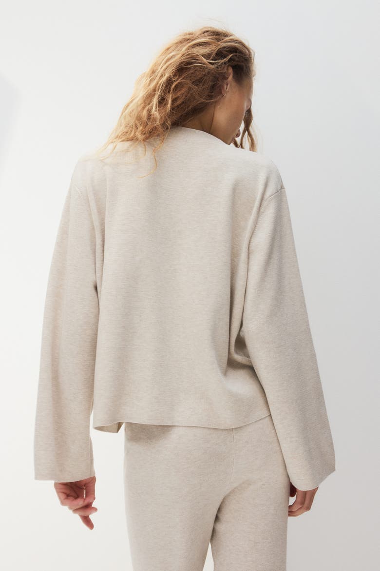 Fine-knit cardigan, Alternate, color, Light beige melange