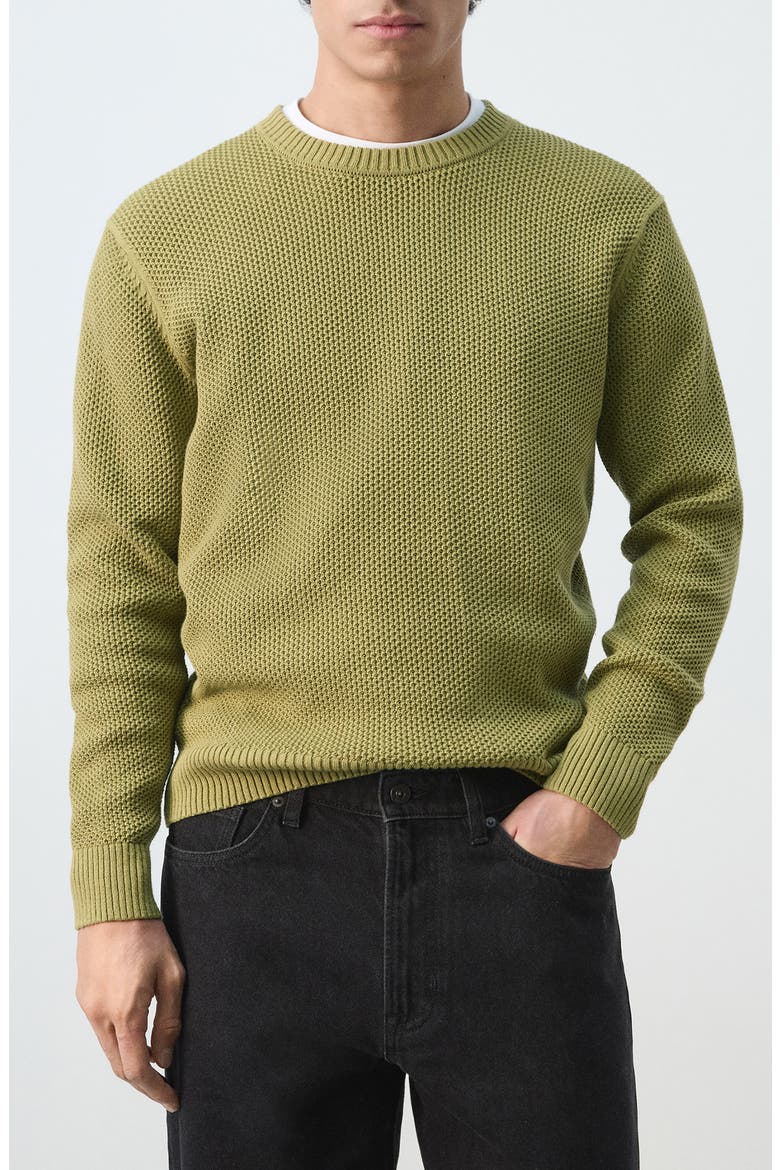 Crewneck Cotton Blend Sweater, Main, color, GREEN APPLE