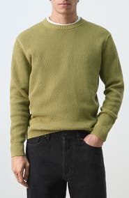 MANGO Crewneck Cotton Blend Sweater