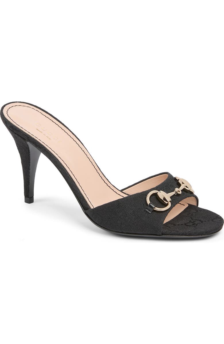 Gucci Erin Horsebit Slide Sandal, Main, color, Black