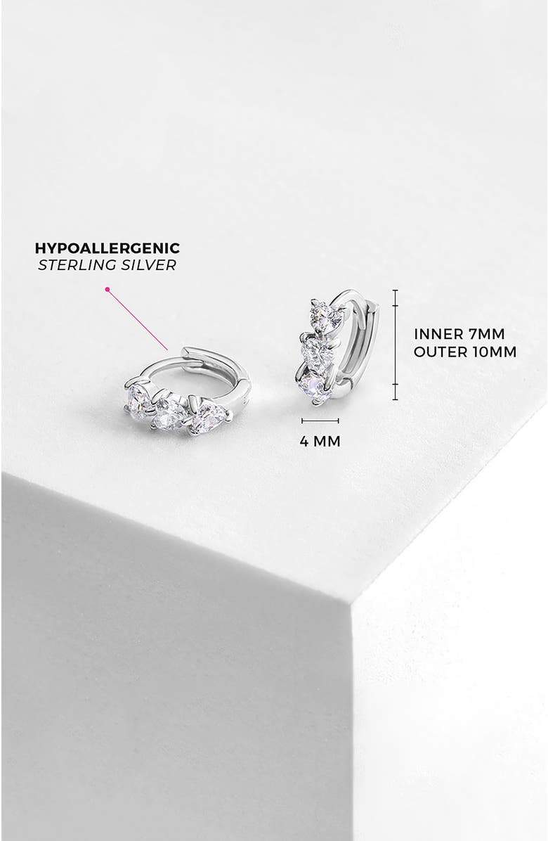 In Season Jewelry Cascading Cubic Zirconia Heart Hoop, Alternate, color, Silver