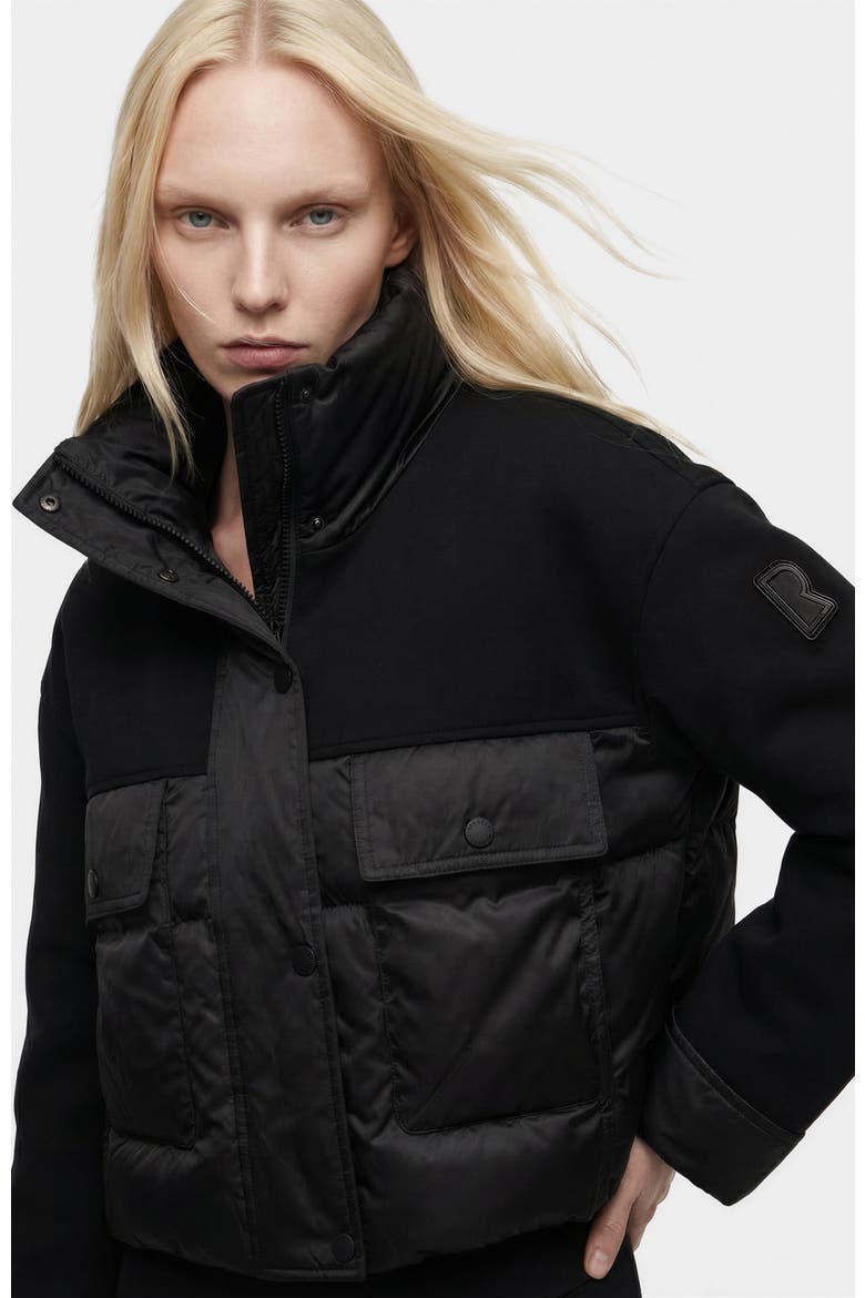 Rome Mixed Media Down Jacket, Alternate, color, Black