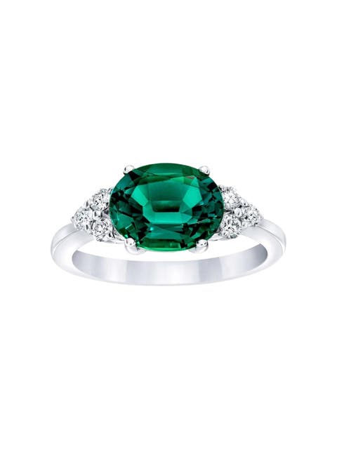3 1/4Ct Oval Emerald & Lab Grown Diamond Ring in 10k or Gold
