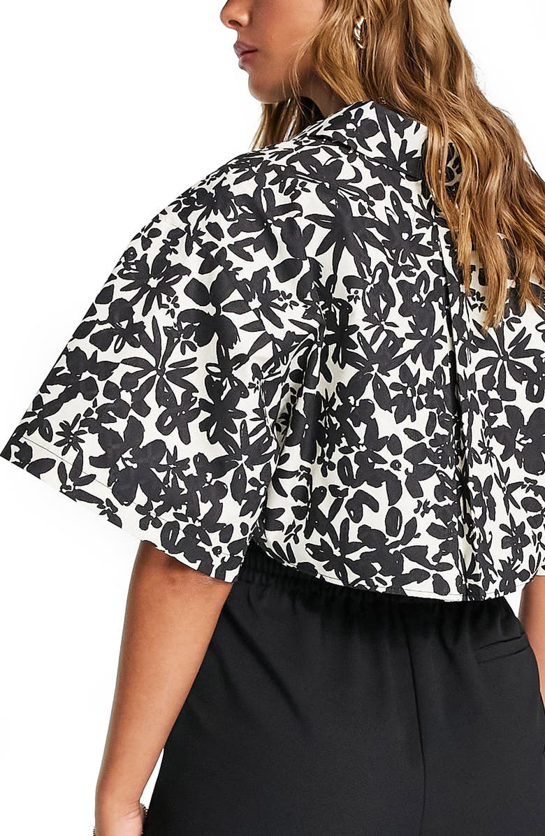 Topshop Floral Crop Button-Up Shirt, Alternate, color, 
