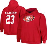 FANATICS Men's Fanatics Branded Christian McCaffrey Scarlet San Francisco 49ers Big & Tall Fleece Name & Number Pullover Hoodie