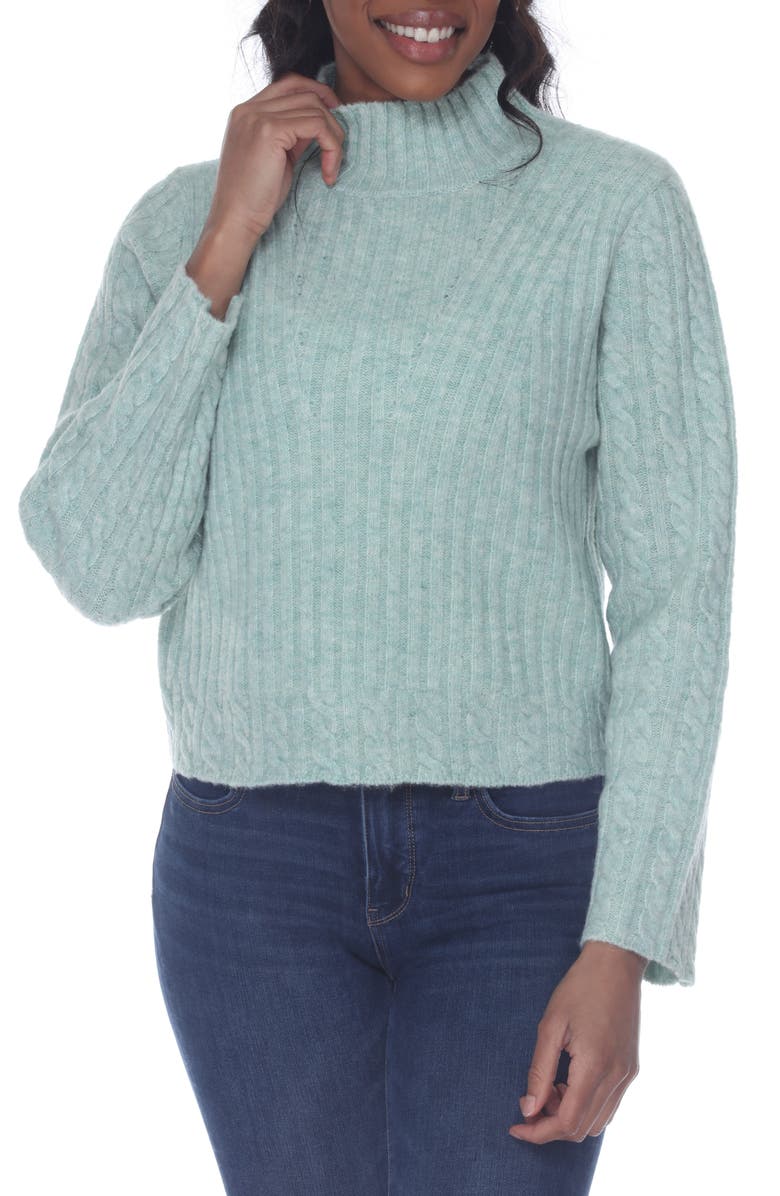 RAIN AND ROSE Rib Turtleneck Sweater, Main, color,