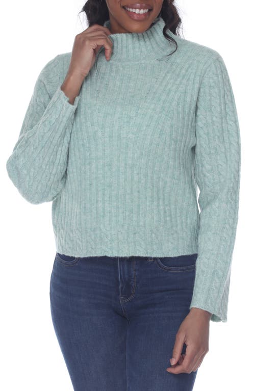 Rain And Rose Rib Turtleneck Sweater In Blue