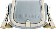 True Religion Distressed Logo Denim Saddle Bag