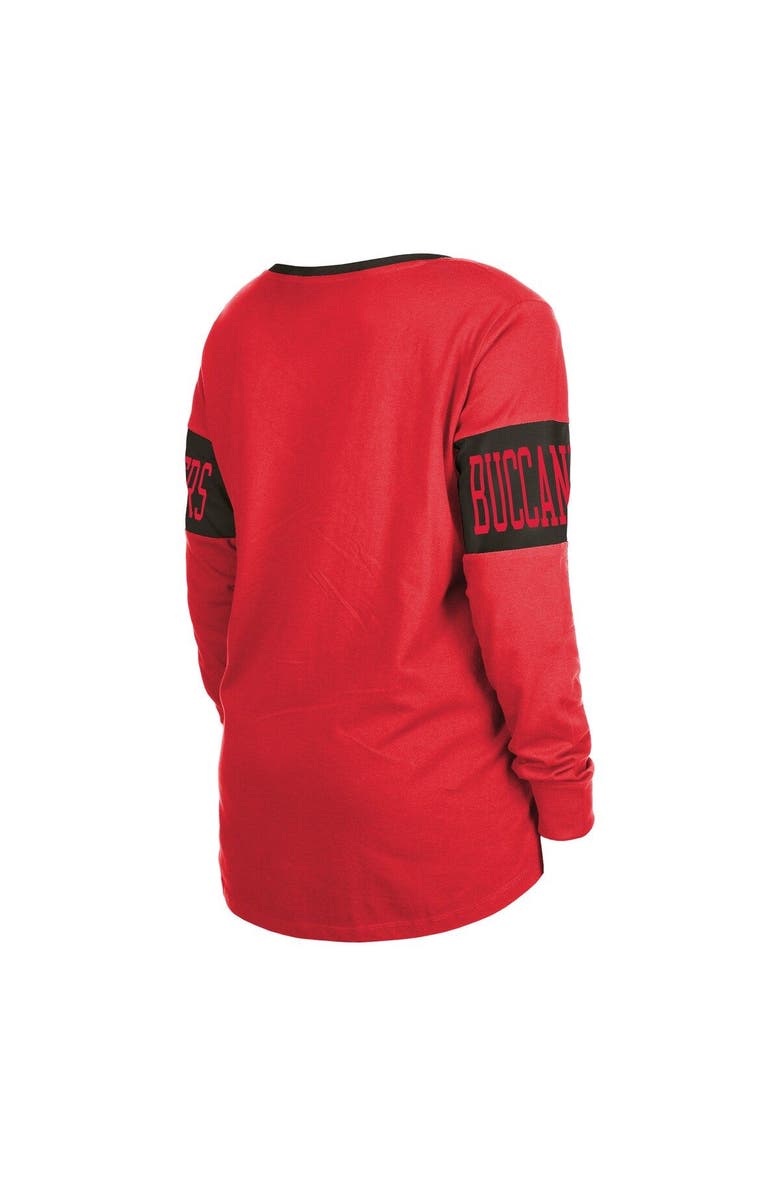 New Era Women's New Era Red Tampa Bay Buccaneers Lace-Up Notch Neck Long Sleeve T-Shirt, Alternate, color, Red